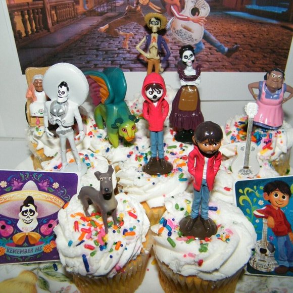 Disney Coco Movie Cake Toppers Set of 12 with 10 Figures, 2 Stickers Lots of Fun - Picture 2 of 7